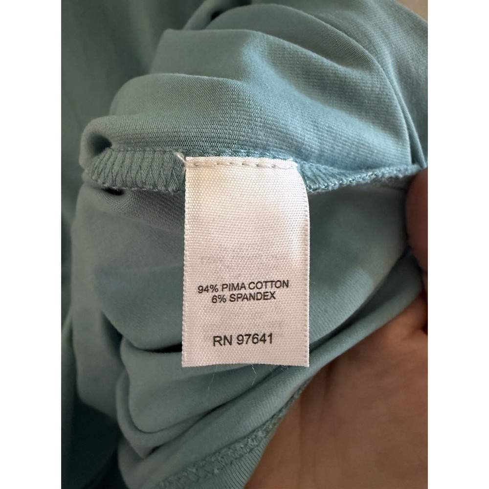 J Jill Dress XS Aqua Perfect Pima Midi 3/4 Roll-Tab Sleeve Minimalist Coastal - Picture 3 of 10